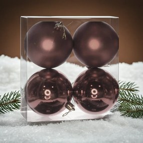 Barna műanyag karácsonyi gömb szett 4x10cm