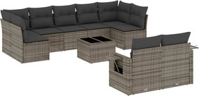 vidaXL 10 részes szürke polyrattan kerti ülőgarnitúra párnákkal