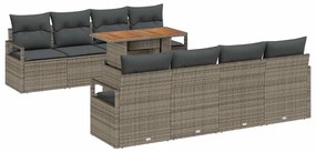 vidaXL Kerti Kanapé Szett párnával párnával 9 pcs Szürke és Barna