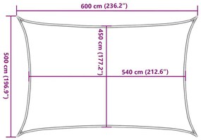 sárga négyszögletű HDPE napvitorla 160 g/m² 5x6 m