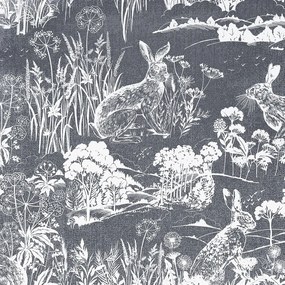Arthouse Signature 2 Meadow Hare kék-szürke nyuszis papír tapéta – 909606
