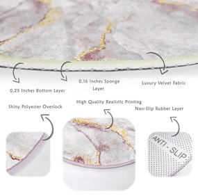Világos rózsaszín-aranyszínű mosható kerek szőnyeg ø 120 cm Marble – Mila Home