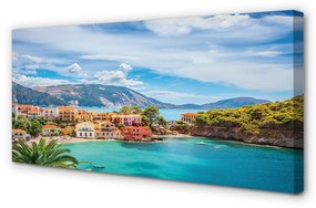 Canvas képek Görögország tenger partján hegyek 100x50 cm