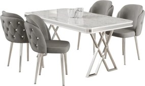 Rigel étkezőgarnitúra, fehér-króm, 130 cm – TR240CHR2232