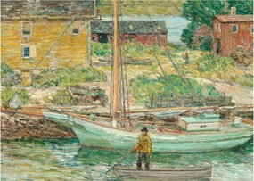 Kép - Childe Hassam, Oyster Sloop, Cos Cob, reprodukciók (70x50 cm)