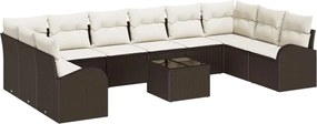 vidaXL Kanapé Szett párnával 11 pcs Barna Polyrattan