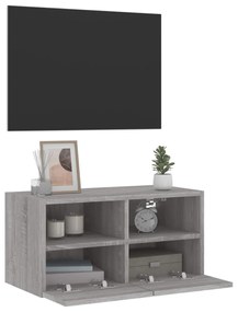szürke sonoma színű szerelt fa fali TV-szekrény 60 x 30 x 30 cm