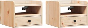 vidaXL Éjjeli asztal 2 pcs Barna 38 x 36 x 29,5 cm Tömör fenyőfa