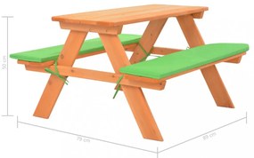 tömör fenyőfa gyerek piknikasztal paddal 89 x 79 x 50 cm