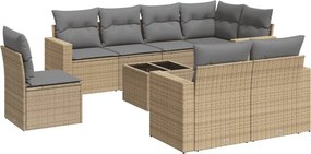 vidaXL 9 részes bézs polyrattan kerti ülőgarnitúra párnákkal