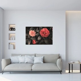 Kép - Vörös virágok sötét háttér előtt (90x60 cm)