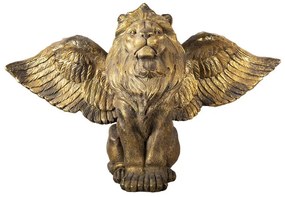 Arany színű oroszlán szárnyakkal dekorációs szobor figura 96 cm