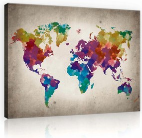 Vászonkép 60x40 Színes világtérkép mozaik stílusban a nappaliba