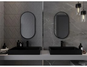 Mexen Loft, ovális fürdőszobai tükör 75 x 40 cm, keret színe fekete matt, 9851-075-040-000-70