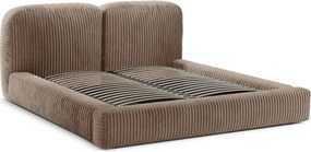 Barna kárpitozott ágyneműtartós franciaágy ágyráccsal 160x200 cm Martina – Micadoni