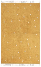 Sárga pamut pöttyös szőnyeg 140 x 200 cm ASTAF Beliani