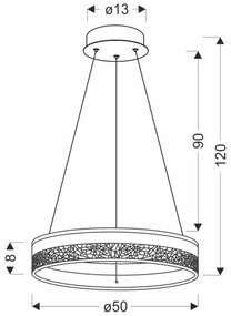Kábeles LED csillár FROZI LED/32W/230V átm. 50 cm fehér