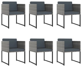 vidaXL 11 részes szürke polyrattan kerti étkezőszett párnákkal