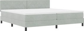 vidaXL LED Box Spring Ágy matracmal Világosszürke 200 x 200 cm Bársony