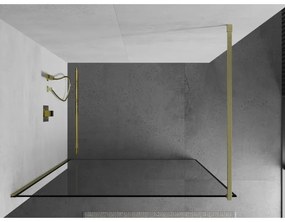 Mexen Kioto, Walk-In zuhany paraván 80 x 200 cm, 8 mm átlátszó üveg fekete mintás, arany matt profil, 800-080-101-55-70