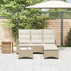 vidaXL 3 részes bézs polyrattan kerti ülőgarnitúra párnákkal L-alakú