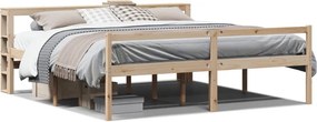 vidaXL tömör fenyőfa ágy időseknek fejtámlával 200 x 200 cm
