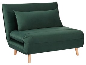 Spike Velvet állítható fotel, zöld / natúr fa