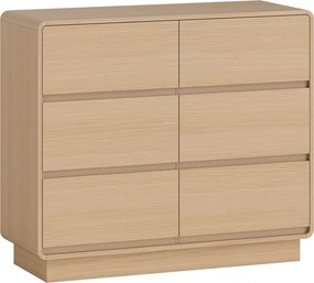 HOMCOM Komód, 6 fiókos büfészekrény, 100 x 38 x 86cm, nappaliba, étkezőbe, natúr fa