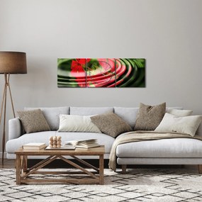 Absztrakt kép - virágok hullámokban (órával) (90x30 cm)