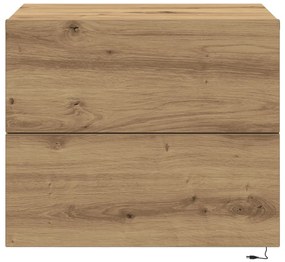 Éjjeli Asztal LED Fali Szereléssel Kézműves Tölgy 50x39x41 cm