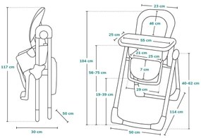 Lionelo - Gyermek étkezőszék LINN PLUS fehér/bézs