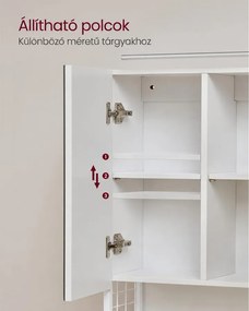 Fali szekrény, tükrösszekrény világítással 14,5x70x70 cm, fehér