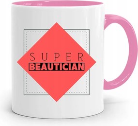 Rózsaszín Bögre Kozmetikusoknak Beautician nyomott mintával