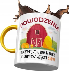 Sárga üdvözlő bögre Munkahelyi üdvözlő bögre fényképes nyomtatással