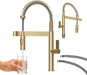 Konyhai csaptelep spirál kihúzható kifolyócső magas Arany Elara csaptelep