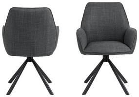 Sötétszürke kárpitozott karfás étkezőfotel szett 2 db-os Glenda – Actona