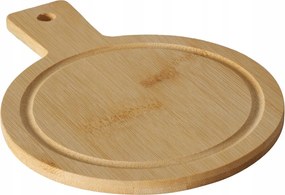 Bambusz Vágódeszka Kerek, Fa Nyéllel Ø 14 cm