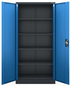 Fém iratszekrény JAN, 900 x 1850 x 400 mm, antracit-kék