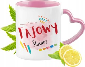 Lakatos bögre Rózsaszín, szív alakú füllel Kávé ajándék