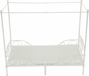 Fém ágyégbolttal, fehér, 90x200, ADELISA