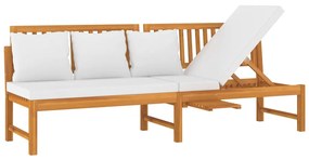 Tömör akácfa kanapé krémszínű párnákkal 200 x 60 x 75 cm
