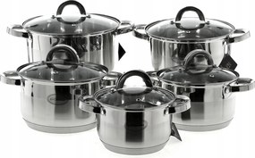 Edénykészlet Edények Készlet 10 db-os Rozsdamentes Acél Indukciós Gáz TW223
