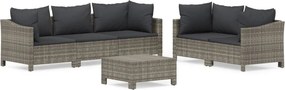 vidaXL 6 részes szürke polyrattan kerti ülőgarnitúra párnákkal