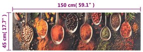 mosható kanál- és fűszermintás bársony konyhaszőnyeg 45x150 cm