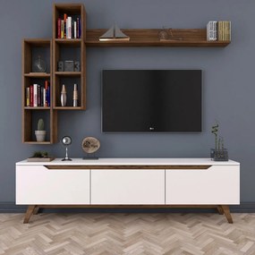 Mia Walnut and White TV fal