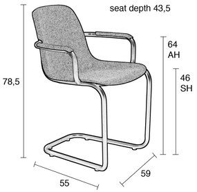 Világosszürke étkezőszék szett 2 db-os Thirsty – Zuiver