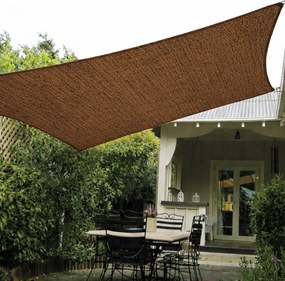 Napvitorla - árnyékoló teraszra, négyszög alakú 3x4 m Kávé színben - HDPE anyagból