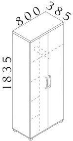 Magas széles gardrób Visio LUX 80 x 38,5 x 183,5 cm, dió