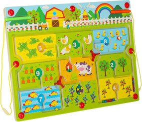 Mágneses labirintus fa társasjáték utazó farmra 2 játékosnak