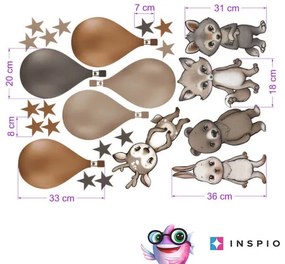INSPIO Hőlégballon falmatrica állatkákkal